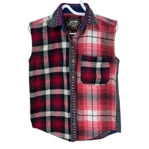 Vintage No Barriers Women’s Small Button Sleeveless Shirt Vest 100% Cotton